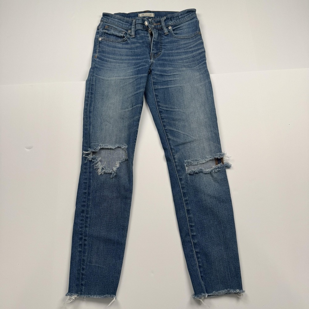 Madewell Jeans Womens 25 (25x26) High Rise Skinny Crop Distressed Raw Hem 9 Inch